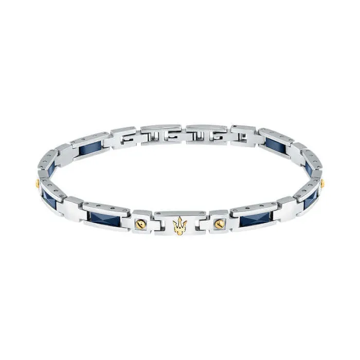 Maserati Ceramic Mens Bracelet made of steel in silver gold and blue Maserati Bracelets Maserati Ceramic Mens Bracelet made of steel in silver gold and blue Maserati Bracelets