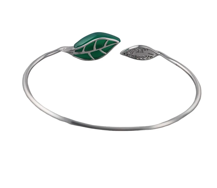 Mimi Milano Bracelets Mimi Milano Foglia Gold Green Agate Diamond Bracelet