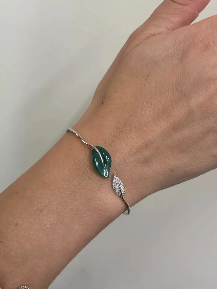 Mimi Milano Bracelets Mimi Milano Foglia Gold Green Agate Diamond Bracelet