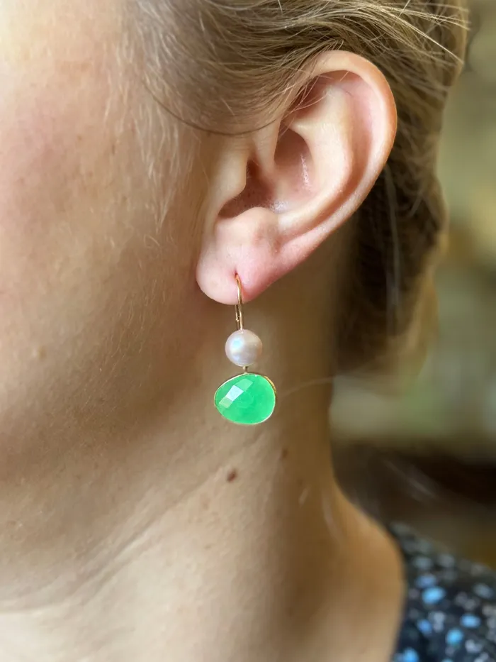 Mimi Milano Mimi Milano Talita Jade Pearl Gold Earrings Earrings