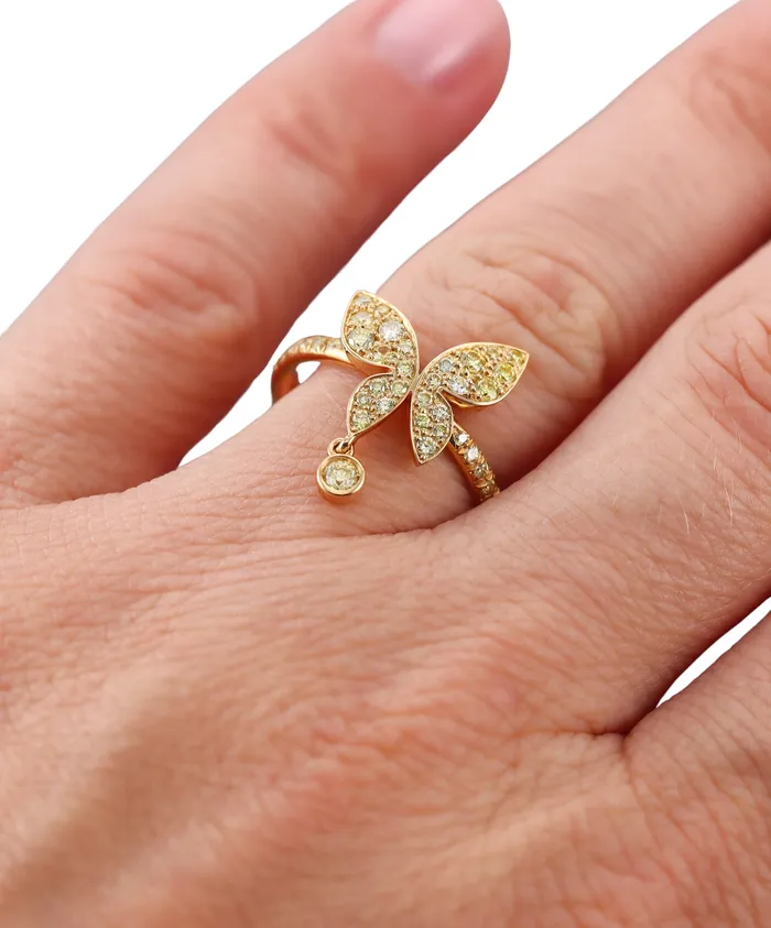 Mimi Milano Rings Mimi Milano Farfalla Yellow Diamond 18k Gold Butterfly Ring