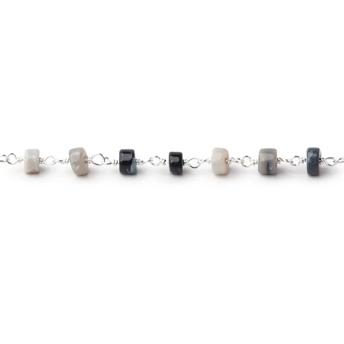 Necklaces 445mm Australian Opal Plain Heishi Beads on Sterling Silver Chain Beadsofcambaycom