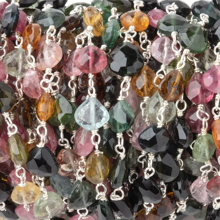 Necklaces 5565mm Multi Color Tourmaline Faceted Hearts on Sterling Silver Chain Beadsofcambaycom Necklaces 5565mm Multi Color Tourmaline Faceted Hearts on Sterling Silver Chain Beadsofcambaycom