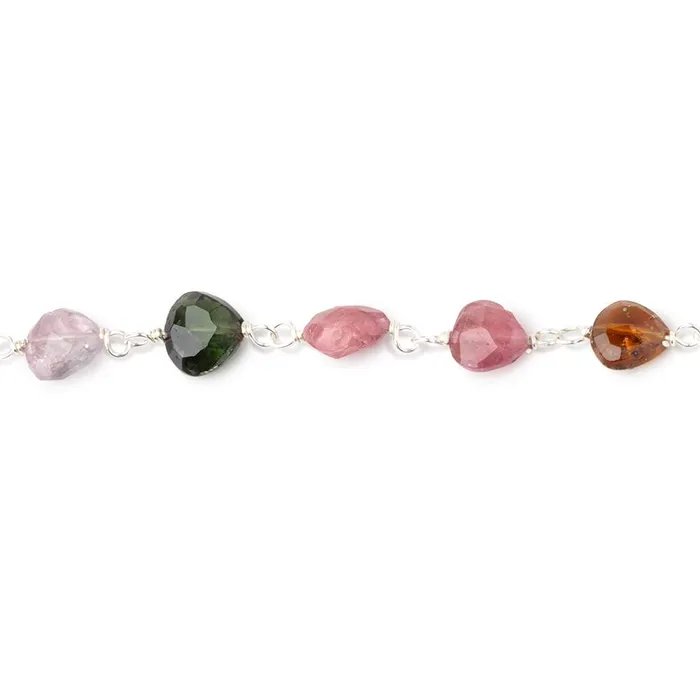 Necklaces 5565mm Multi Color Tourmaline Faceted Hearts on Sterling Silver Chain Beadsofcambaycom Necklaces 5565mm Multi Color Tourmaline Faceted Hearts on Sterling Silver Chain Beadsofcambaycom