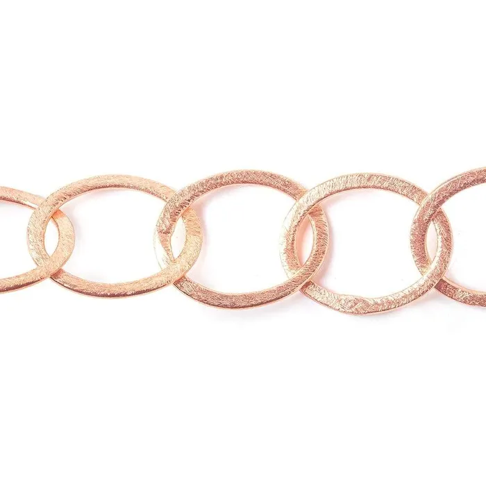 Necklaces Beadsofcambaycom 20x17mm Rose Gold plated Brushed Oval Link Chain Necklaces Beadsofcambaycom 20x17mm Rose Gold plated Brushed Oval Link Chain
