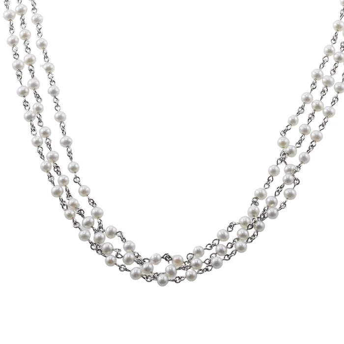 Necklaces Mimi Milano Mimi Milano 80 Diamond Pearl Gold Necklace