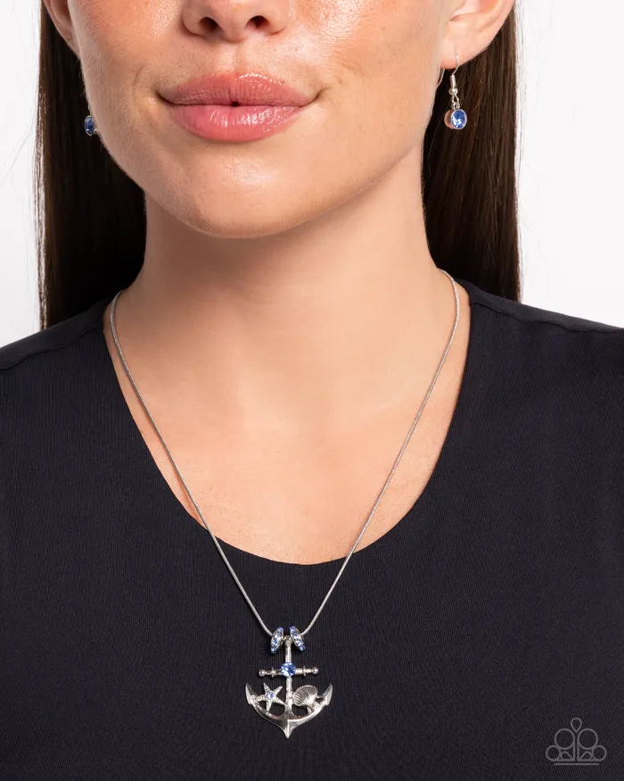 Necklaces Paparazzi Accessories Anchored Accent Blue Anchor Necklace Jewelry by Bretta