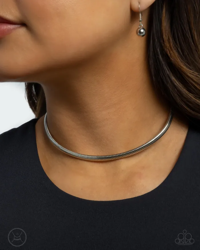 Necklaces Paparazzi Accessories Captivating Choker Silver Necklace Jewelry by Bretta Necklaces Paparazzi Accessories Captivating Choker Silver Necklace Jewelry by Bretta