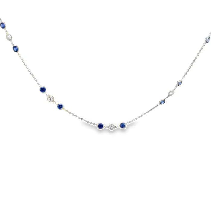 Necklaces YaninaCo Jewelry Diamond and Sapphire Bezel Necklace