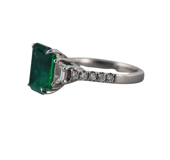 Not Signed 4ct Emerald Diamond Gold Ring Rings