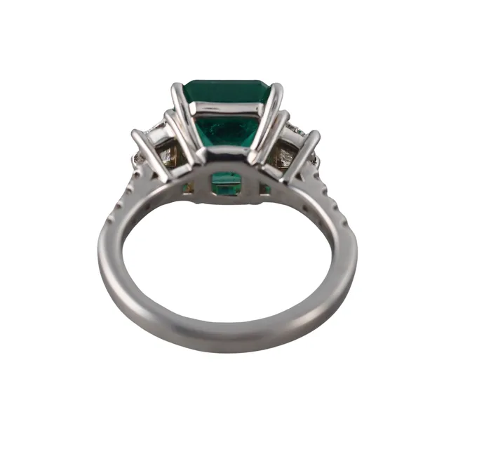 Not Signed 4ct Emerald Diamond Gold Ring Rings