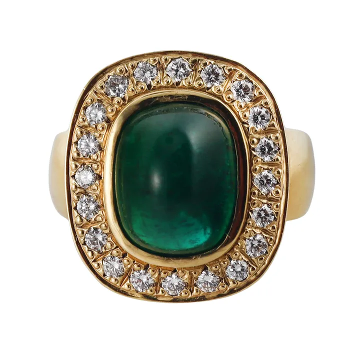 Not Signed Rings 907ct Emerald Diamond Gold Ring