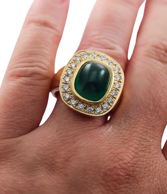 Not Signed Rings 907ct Emerald Diamond Gold Ring