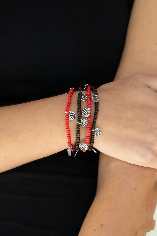 Paparazzi Accessories Bracelets WOODnt Count It Red Bracelet Jewelry by Bretta