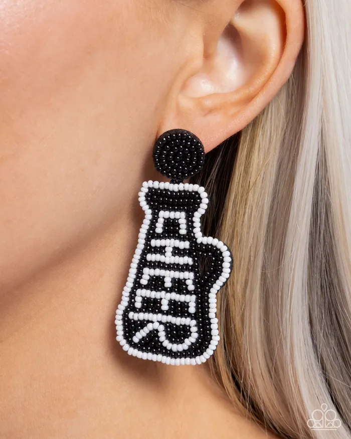 Paparazzi Accessories Earrings Cheer Captain Black Earrings Jewelry by Bretta