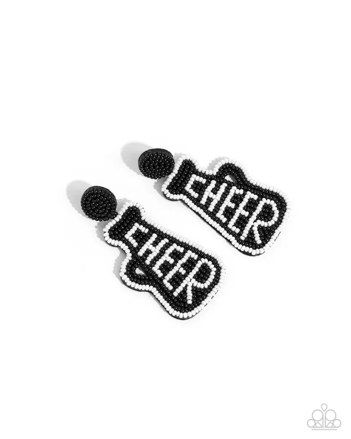 Paparazzi Accessories Earrings Cheer Captain Black Earrings Jewelry by Bretta