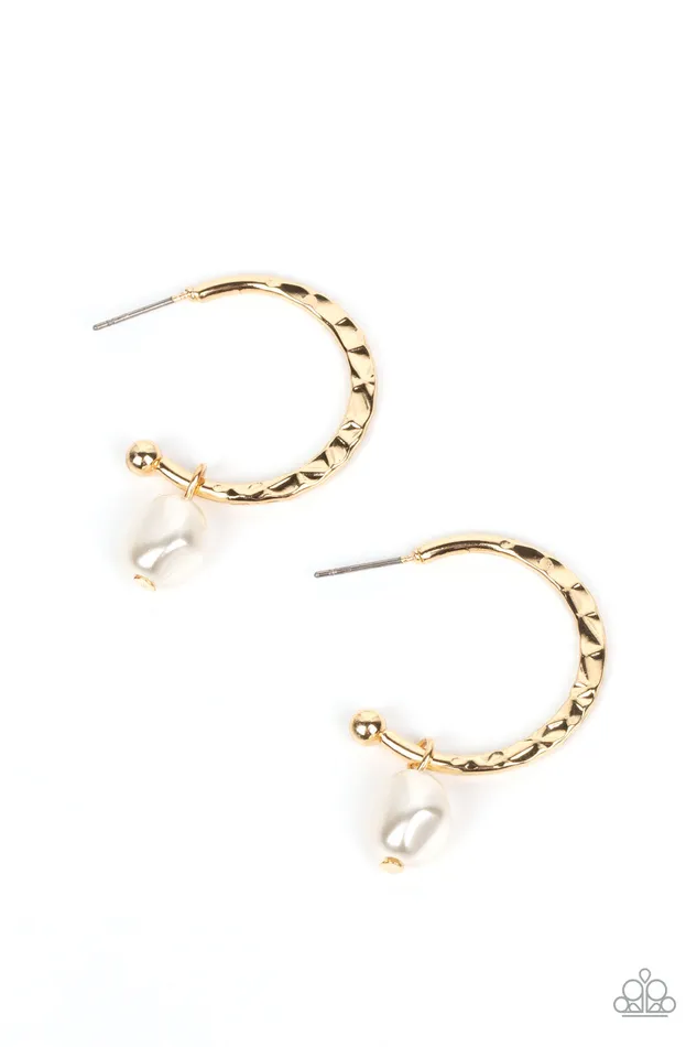 Paparazzi Accessories Earrings GLAM Overboard Gold Earrings Jewelry by Bretta