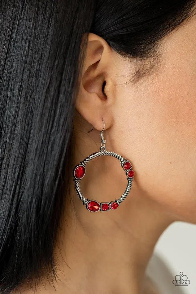 Paparazzi Accessories Earrings Glamorous Garland Red Earrings Jewelry by Bretta