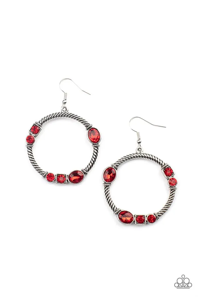 Paparazzi Accessories Earrings Glamorous Garland Red Earrings Jewelry by Bretta