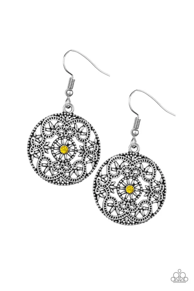 Paparazzi Accessories Earrings Rochester Royale Yellow Earrings Jewelry by Bretta