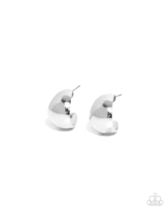 Paparazzi Accessories Earrings Suddenly Shiny Silver Hoop Earrings Jewelry by Bretta