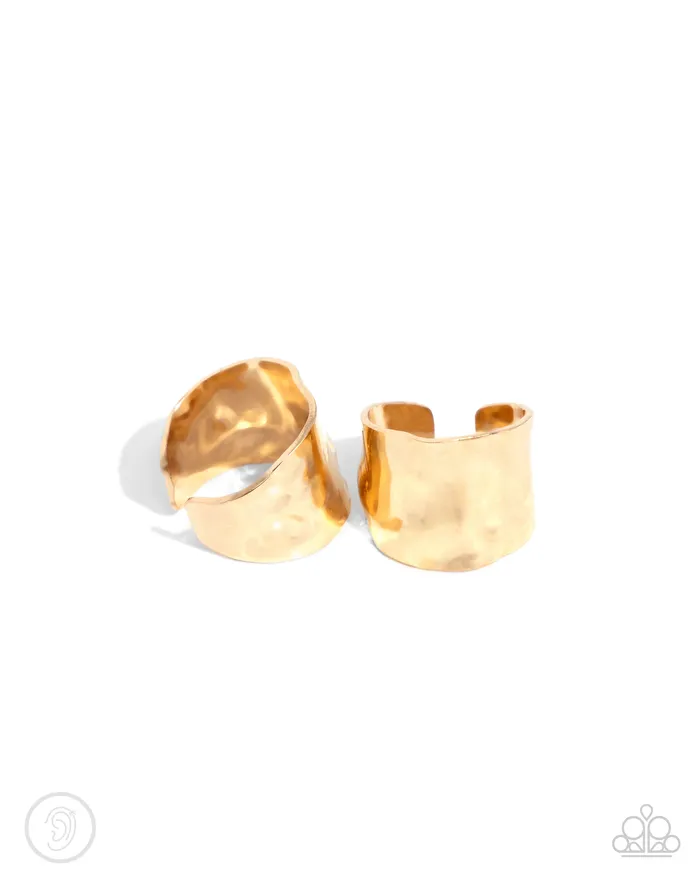Paparazzi Accessories Earrings Warped Wonder Gold Ear Cuff Jewelry by Bretta