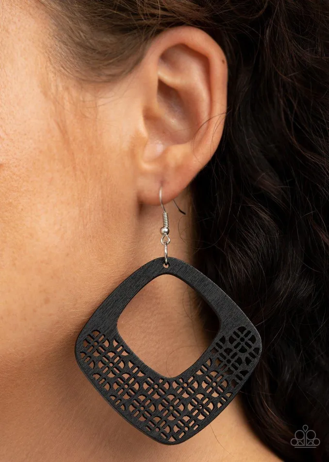 Paparazzi Accessories Earrings WOOD You Rather Black Earrings Jewelry by Bretta