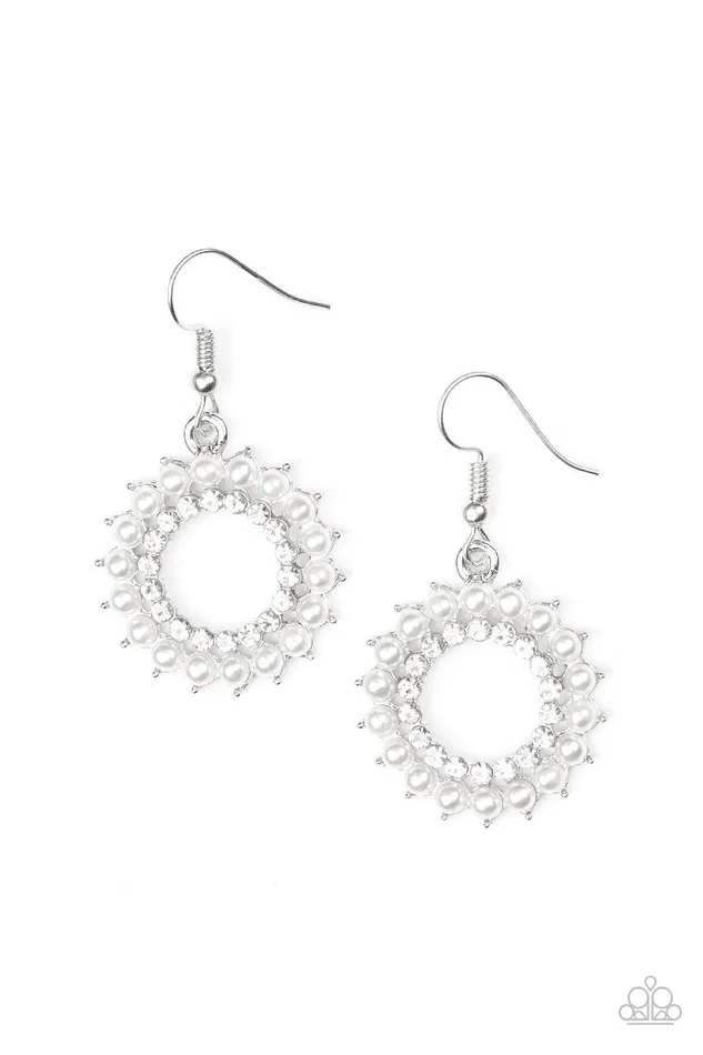 Paparazzi Accessories Earrings Wreathed In Radiance White Earrings Jewelry by Bretta