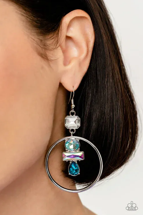 Paparazzi Accessories Geometric Glam Blue Earrings Jewelry by Bretta Earrings
