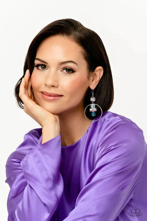 Paparazzi Accessories Geometric Glam Blue Earrings Jewelry by Bretta Earrings