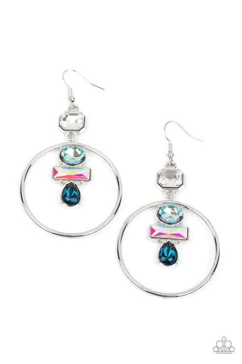 Paparazzi Accessories Geometric Glam Blue Earrings Jewelry by Bretta Earrings