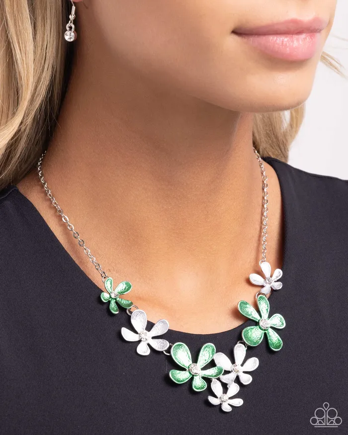 Paparazzi Accessories Necklaces Reflective Rundown Green Flower Necklace Jewelry by Bretta Paparazzi Accessories Necklaces Reflective Rundown Green Flower Necklace Jewelry by Bretta