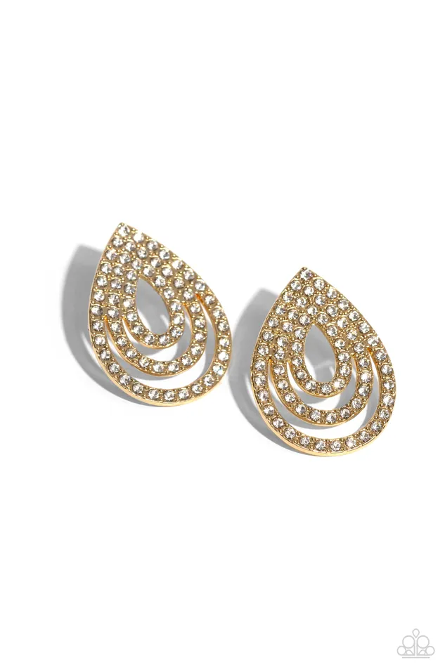 Paparazzi Accessories Red Carpet Reverie Gold Earrings Jewelry by Bretta Earrings