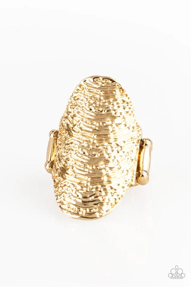 Paparazzi Accessories Rings RecordBreaking Ripple Gold Ring Jewelry by Bretta