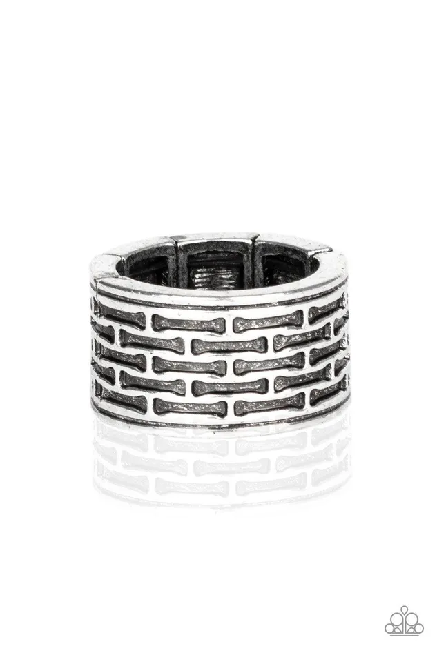 Paparazzi Accessories Tactical Gear Silver Mens Ring Jewelry by Bretta Rings