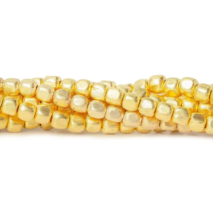 PreStyled Sets Beadsofcambaycom 4mm 22kt Gold Plated Copper Cube Brushed Beads 8 inches 51pcs PreStyled Sets Beadsofcambaycom 4mm 22kt Gold Plated Copper Cube Brushed Beads 8 inches 51pcs