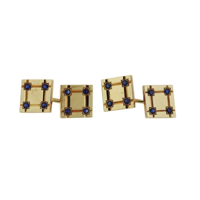 PreStyled Sets Tiffany Co Tiffany Co MidCentury Gold Sapphire Cufflinks