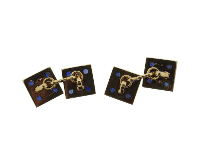 PreStyled Sets Tiffany Co Tiffany Co MidCentury Gold Sapphire Cufflinks
