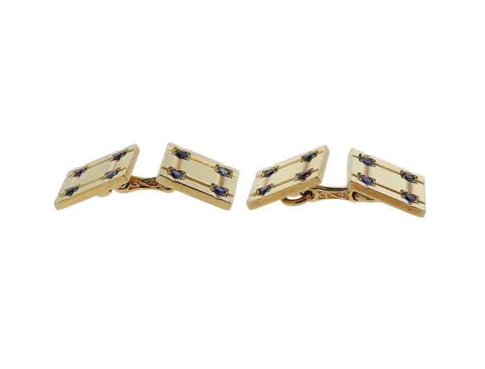 PreStyled Sets Tiffany Co Tiffany Co MidCentury Gold Sapphire Cufflinks