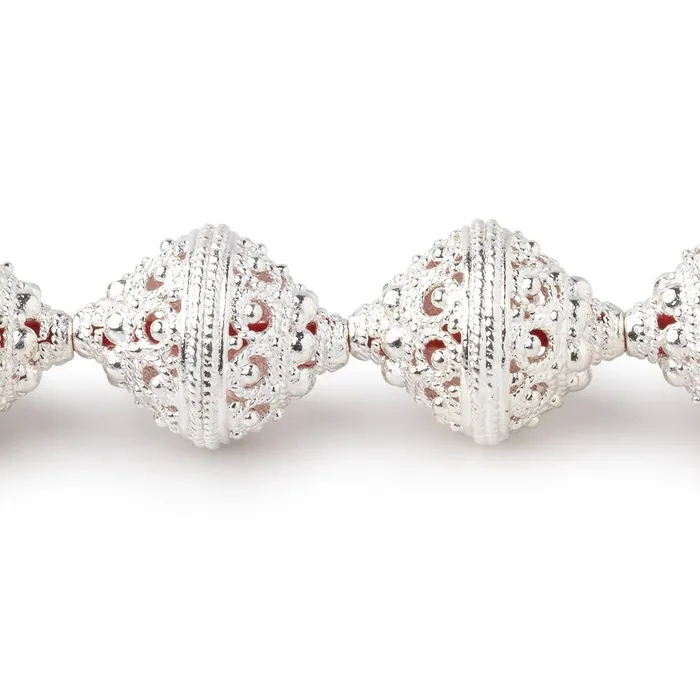 Rings 19x15mm Sterling Silver Plated Copper Persian Filigree Bicone 8 inch 11 Beads Beadsofcambaycom Rings 19x15mm Sterling Silver Plated Copper Persian Filigree Bicone 8 inch 11 Beads Beadsofcambaycom