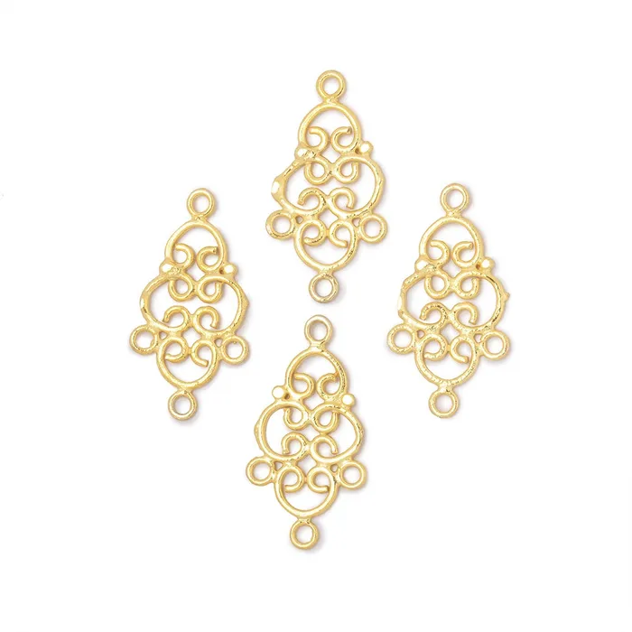 Rings Beadsofcambaycom 19x13mm Filigree 3 Ring Charm Set of 4 pieces