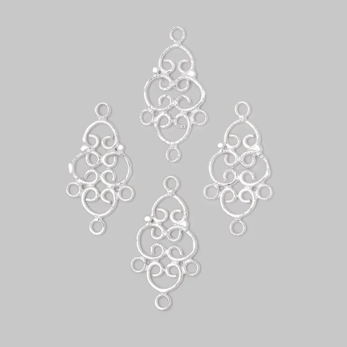 Rings Beadsofcambaycom 19x13mm Filigree 3 Ring Charm Set of 4 pieces