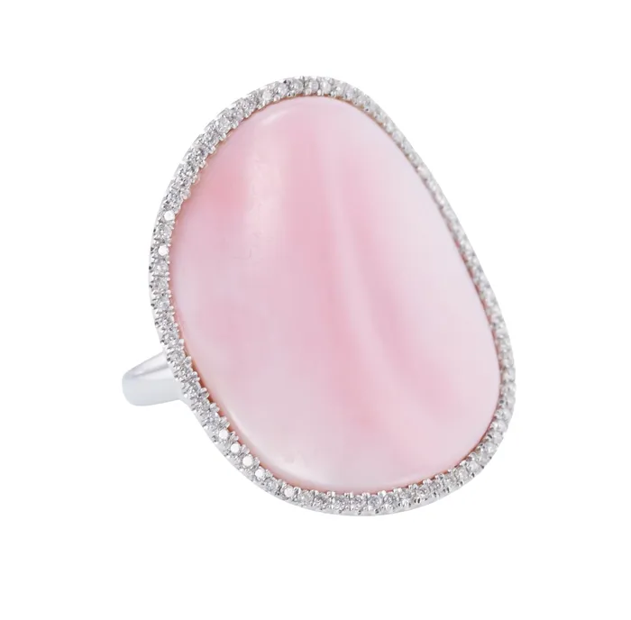 Rings Mimi Milano Mimi Milano Aurora Pink Mother of Pearl Diamond Gold Ring
