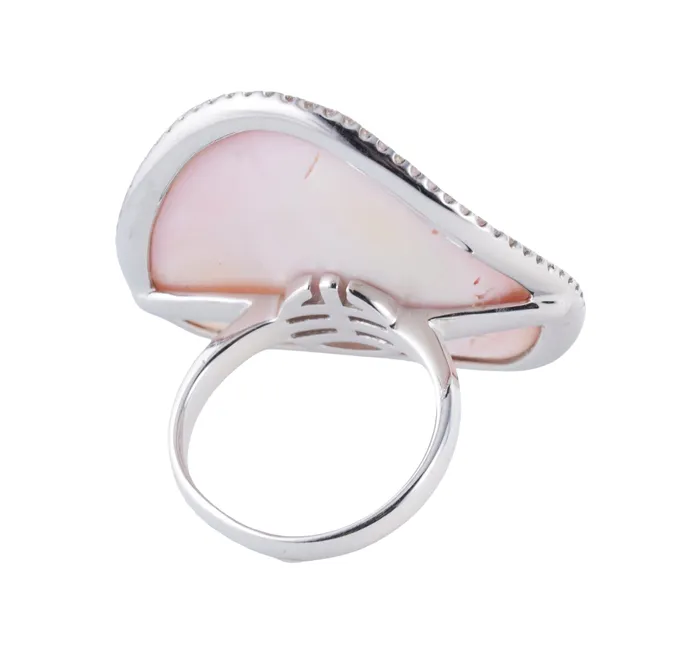 Rings Mimi Milano Mimi Milano Aurora Pink Mother of Pearl Diamond Gold Ring