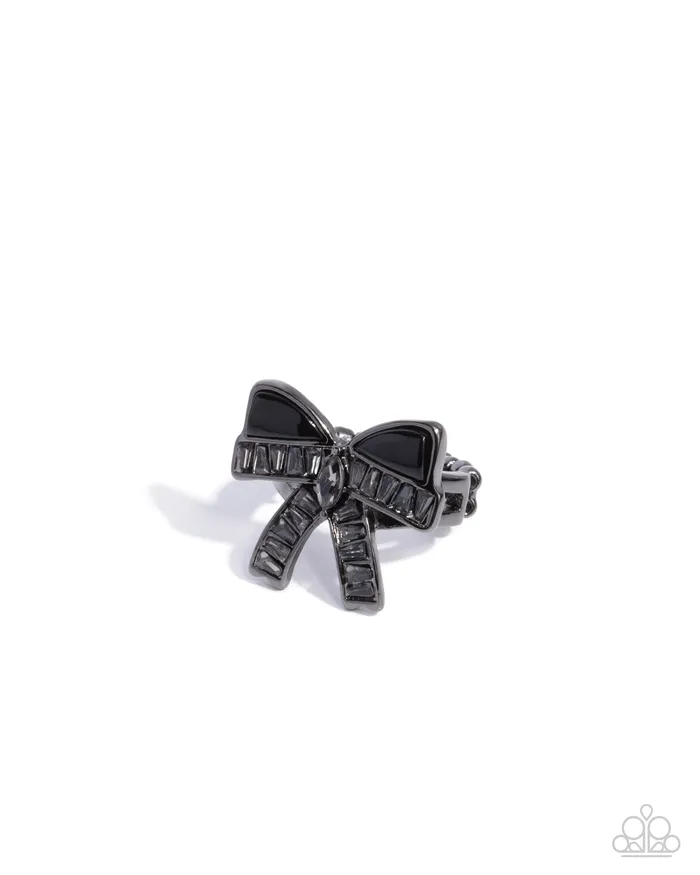 Rings Paparazzi Accessories Delivering Dazzle Black Bow Ring Jewelry by Bretta