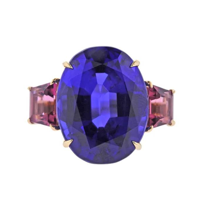 Rings Seaman Schepps Seaman Schepps GIA 2403ct Tanzanite Tourmaline Gold Ring Rings Seaman Schepps Seaman Schepps GIA 2403ct Tanzanite Tourmaline Gold Ring