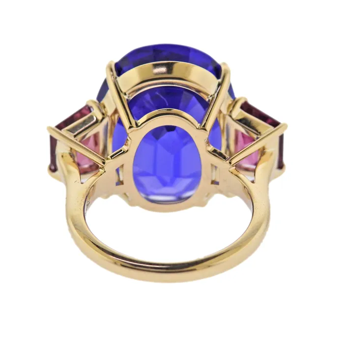 Rings Seaman Schepps Seaman Schepps GIA 2403ct Tanzanite Tourmaline Gold Ring
