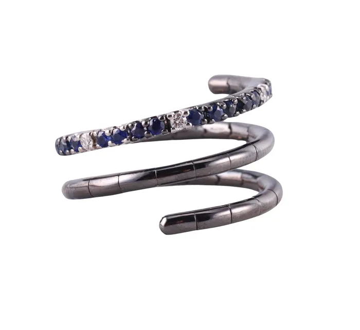 Rings Zydo Zydo Diamond Sapphire Gold Coil Wrap Ring