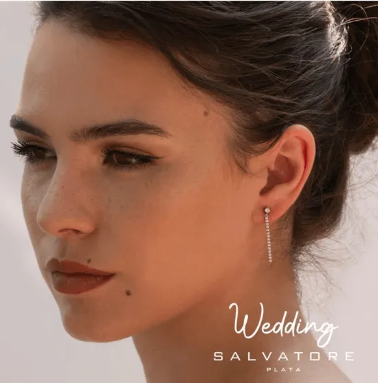 Salvatore Plata Earrings Salvatore Plata Wedding Womens Silver Dangle Zirconia Earrings with Screw