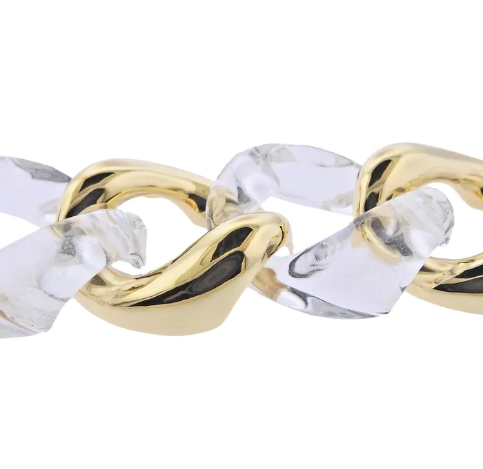 Seaman Schepps Crystal Gold Large Link Bracelet Seaman Schepps Bracelets